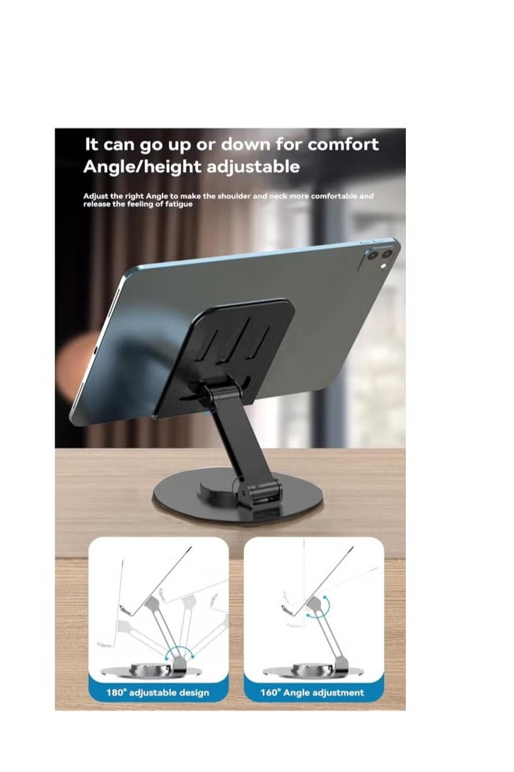 GERLAX Foldable Mobile Stand 360° Rotatable Phone Holder Compatible with 4-13 inch Phone or Tablet (Black) - Image 2