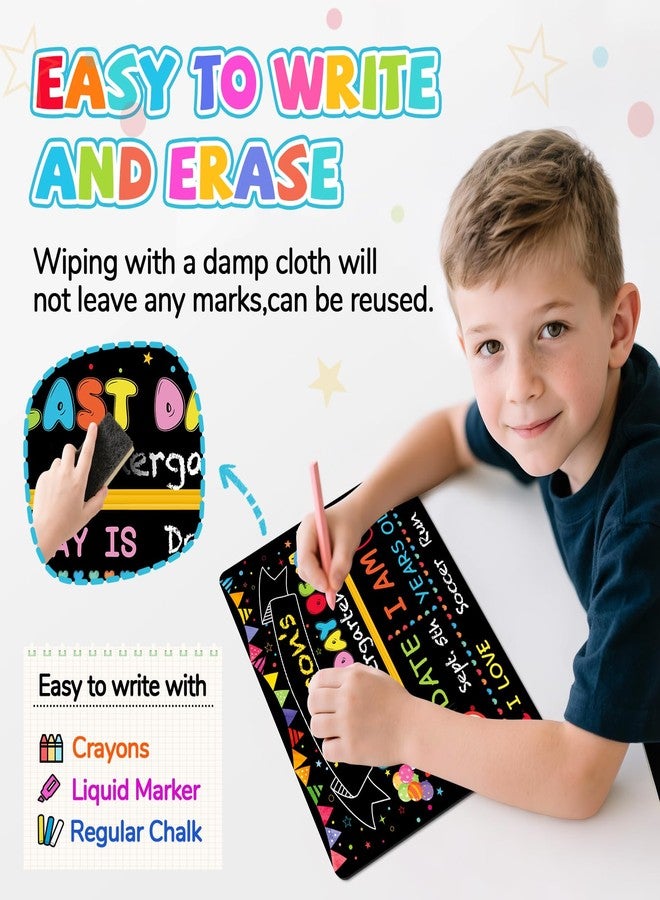 VEKDA First Day of School Sign Reusable and Erasable Back to School Board for Kids First and Last Day 10 x 12in Double Sided Wooden Chalkboard Photo Prop - Image 4