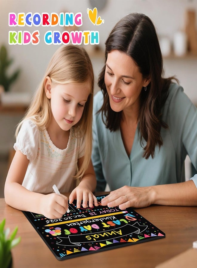 VEKDA First Day of School Sign Reusable and Erasable Back to School Board for Kids First and Last Day 10 x 12in Double Sided Wooden Chalkboard Photo Prop - Image 5