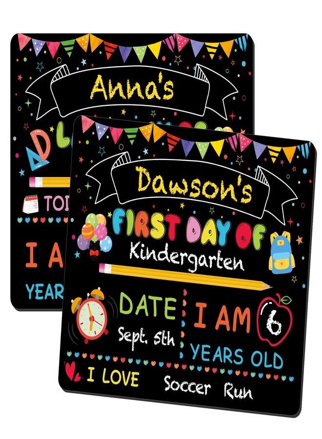 VEKDA First Day of School Sign Reusable and Erasable Back to School Board for Kids First and Last Day 10 x 12in Double Sided Wooden Chalkboard Photo Prop - Image 1