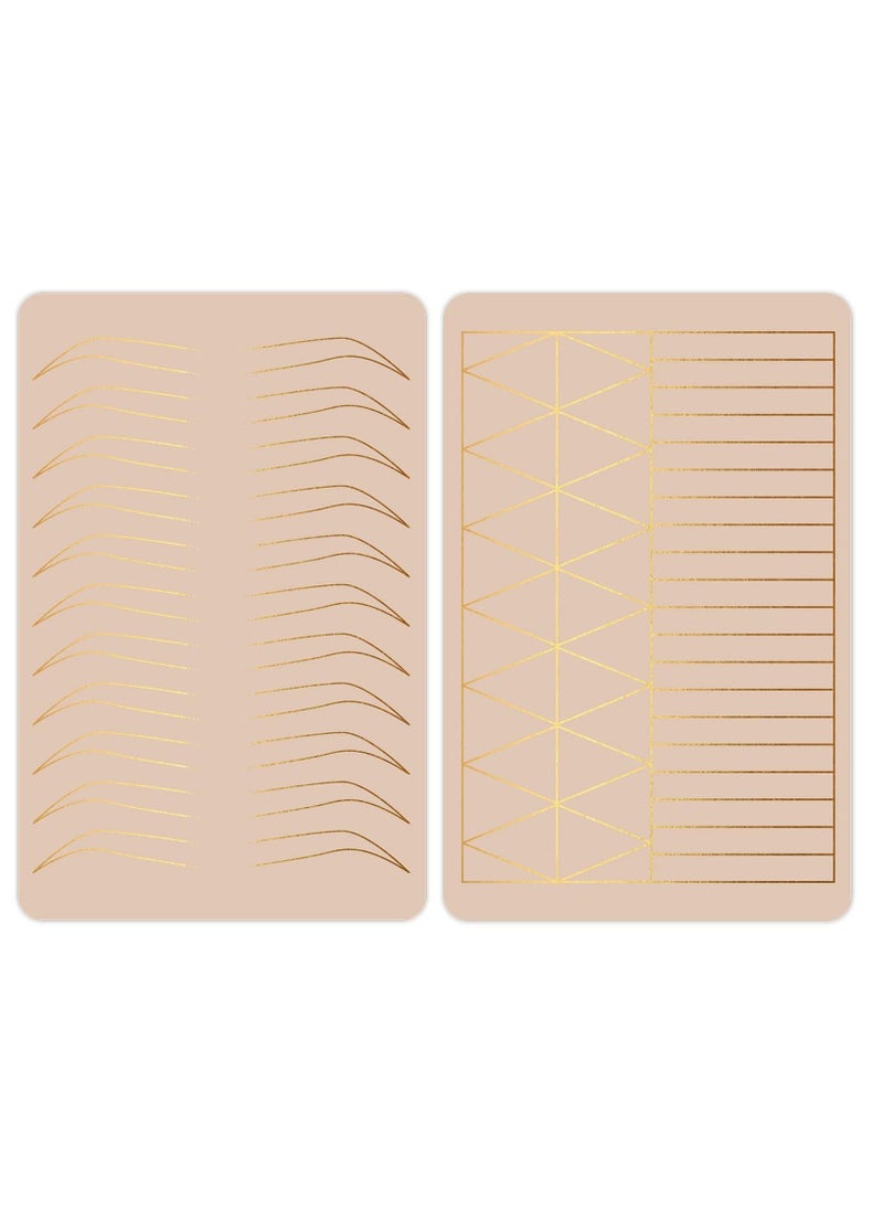 KASTWAVE - 2 Pcs Inkless Double Sided Microblading Practice Skins with Brows and Geometric Shapes for Eyebrow Tattoos, Permanent Makeup Silicone Skins Practice Brows Microshading and Needling, Fake Skin Sheets - Image 1