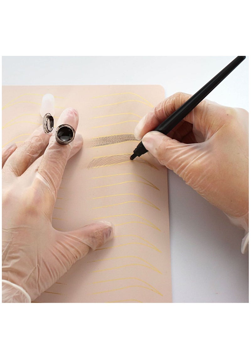 KASTWAVE - 2 Pcs Inkless Double Sided Microblading Practice Skins with Brows and Geometric Shapes for Eyebrow Tattoos, Permanent Makeup Silicone Skins Practice Brows Microshading and Needling, Fake Skin Sheets - Image 1