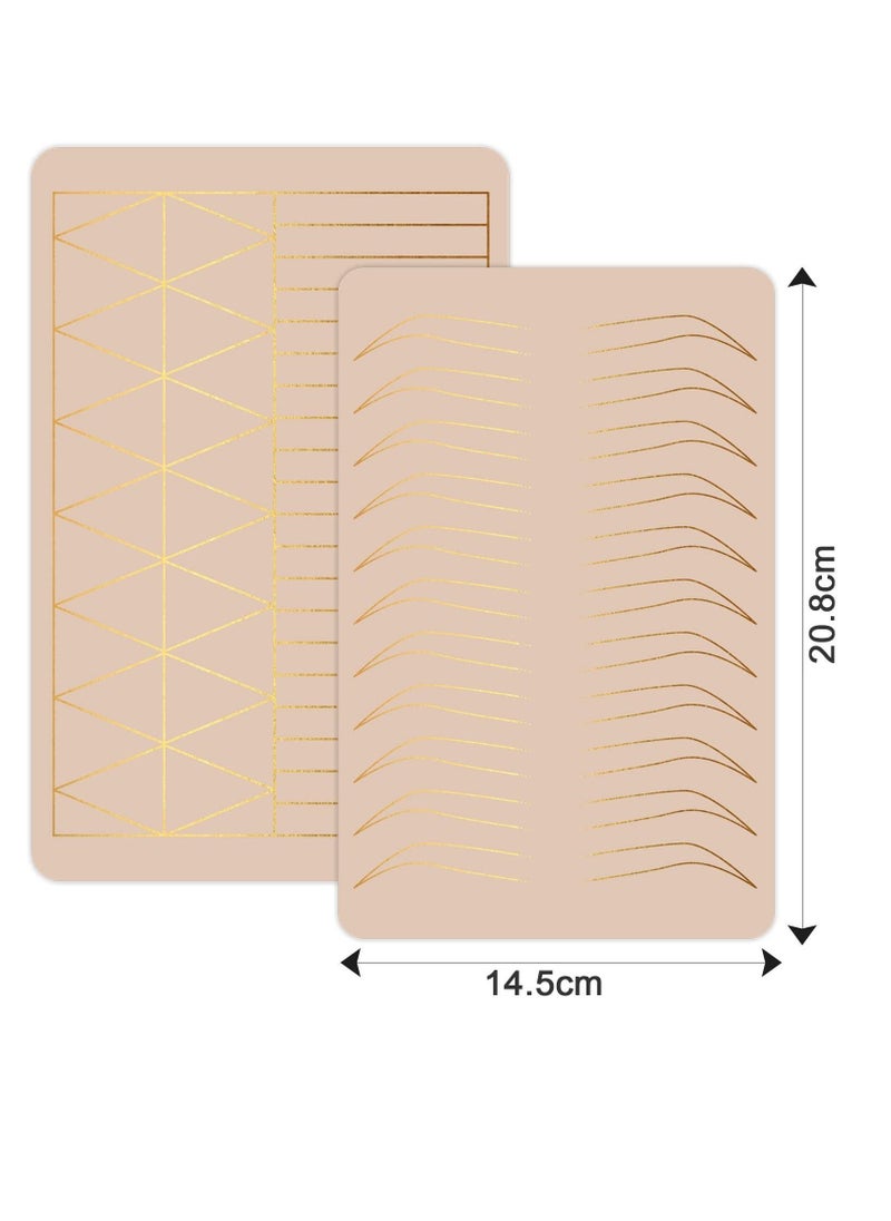 KASTWAVE - 2 Pcs Inkless Double Sided Microblading Practice Skins with Brows and Geometric Shapes for Eyebrow Tattoos, Permanent Makeup Silicone Skins Practice Brows Microshading and Needling, Fake Skin Sheets - Image 1