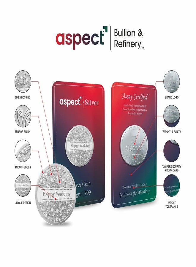 Aspect Bullion Wedding Silver Coin 999 Purity for Gifting & Investment - 10 gm D1 - Image 3