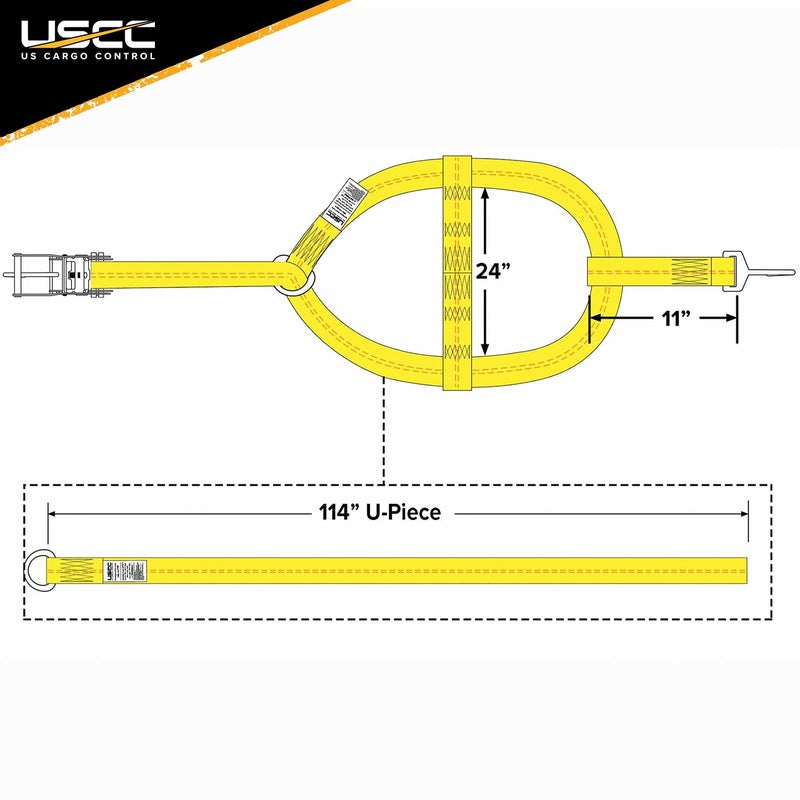 US Cargo Control Adjustable Tow Dolly Basket Straps with Twisted Snap Hooks and Ratchets (4-Pack), Tow Dolly Straps Fit Tires 14-20 Inches, 12,000 LBS Break Strength, Tire Bonnet Tiedowns to Haul - Image 3
