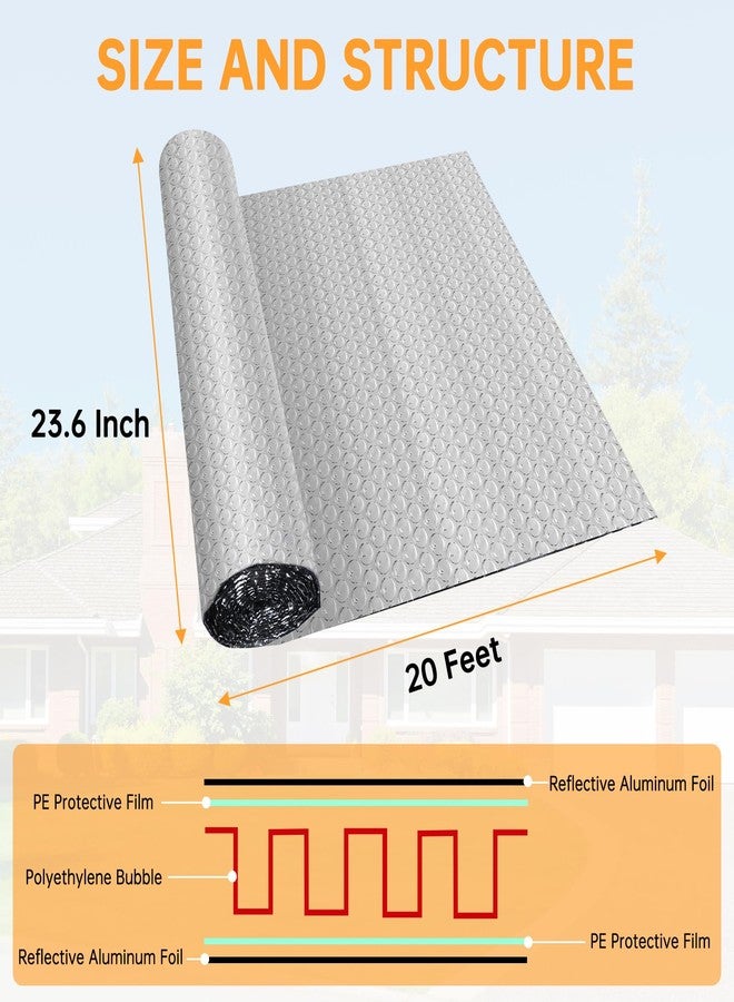 LSGCQ Reflective Foil Insulation, Double Reflective Bubble Insulation Sheet, Aluminum Foil Bubble Shield, Reflective Window Insulation Radiant Barrier Roll for RV Windows Weatherproofing(23.6''x 20Ft) - Image 5