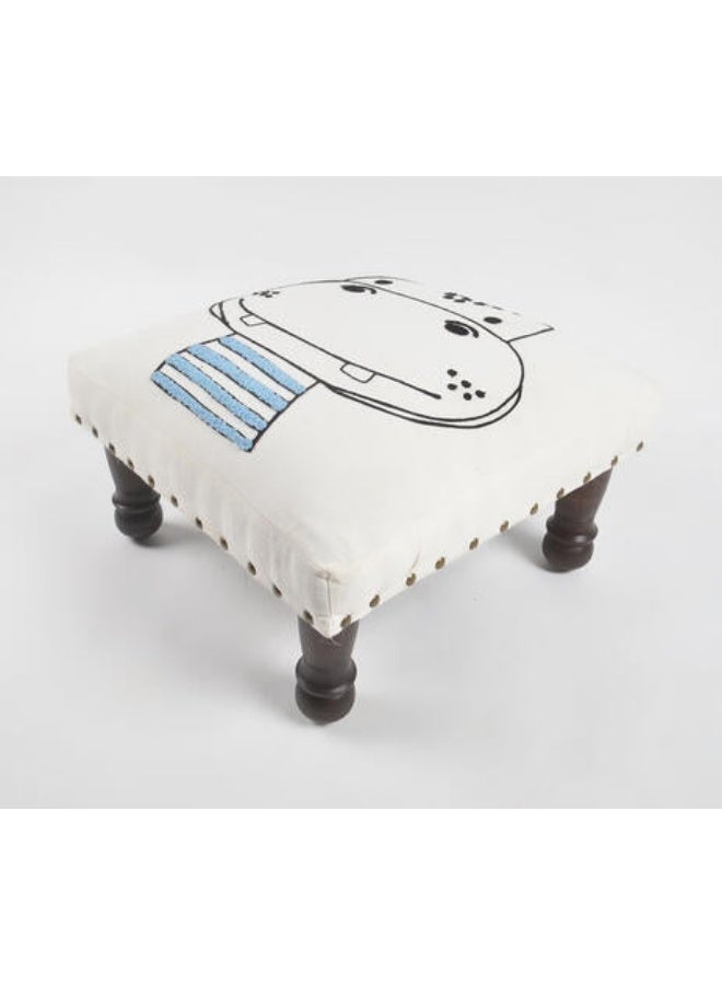 Baby Hippo Embroidered Stool for Kids