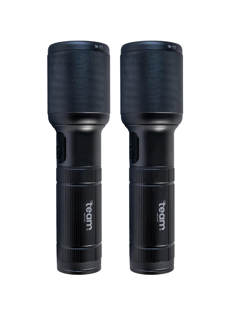 Team Zoomable LED Flashlight, 2000 Lumens, Rechargeable 5000mAh, 2×30W High Power LED, 1200m Range, Type‑C Charging, Aircraft Aluminum Body, Long‑Range Tactical Torch for Outdoor, Camping & Emergency - Image 1