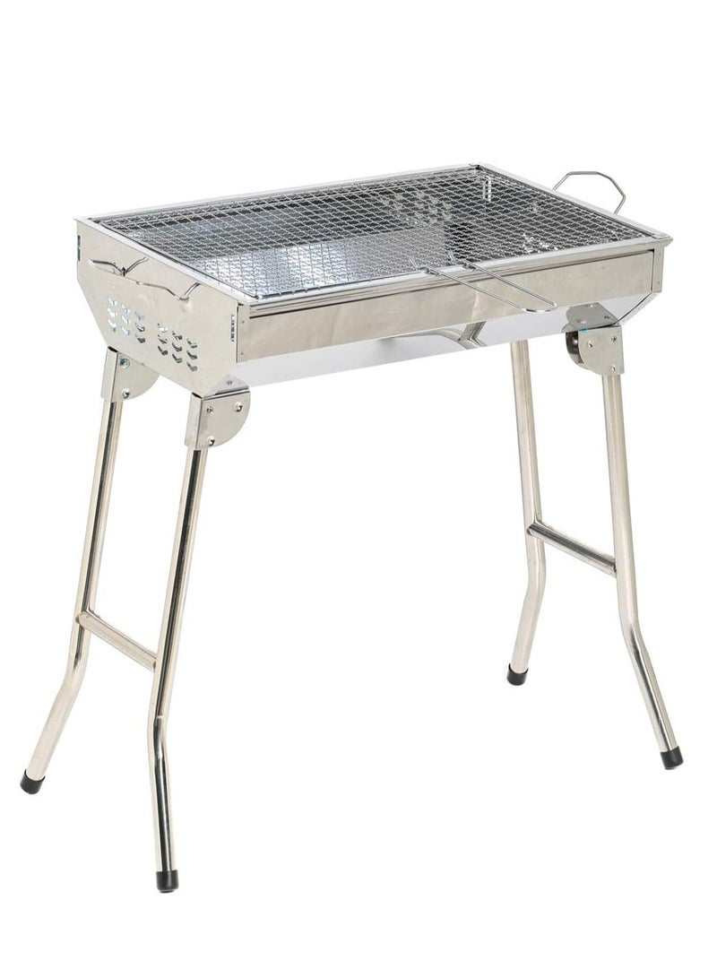 RollsTimi  Outdoor and Indoor Foldable Barbecue Grill with Legs Silver - Image 1