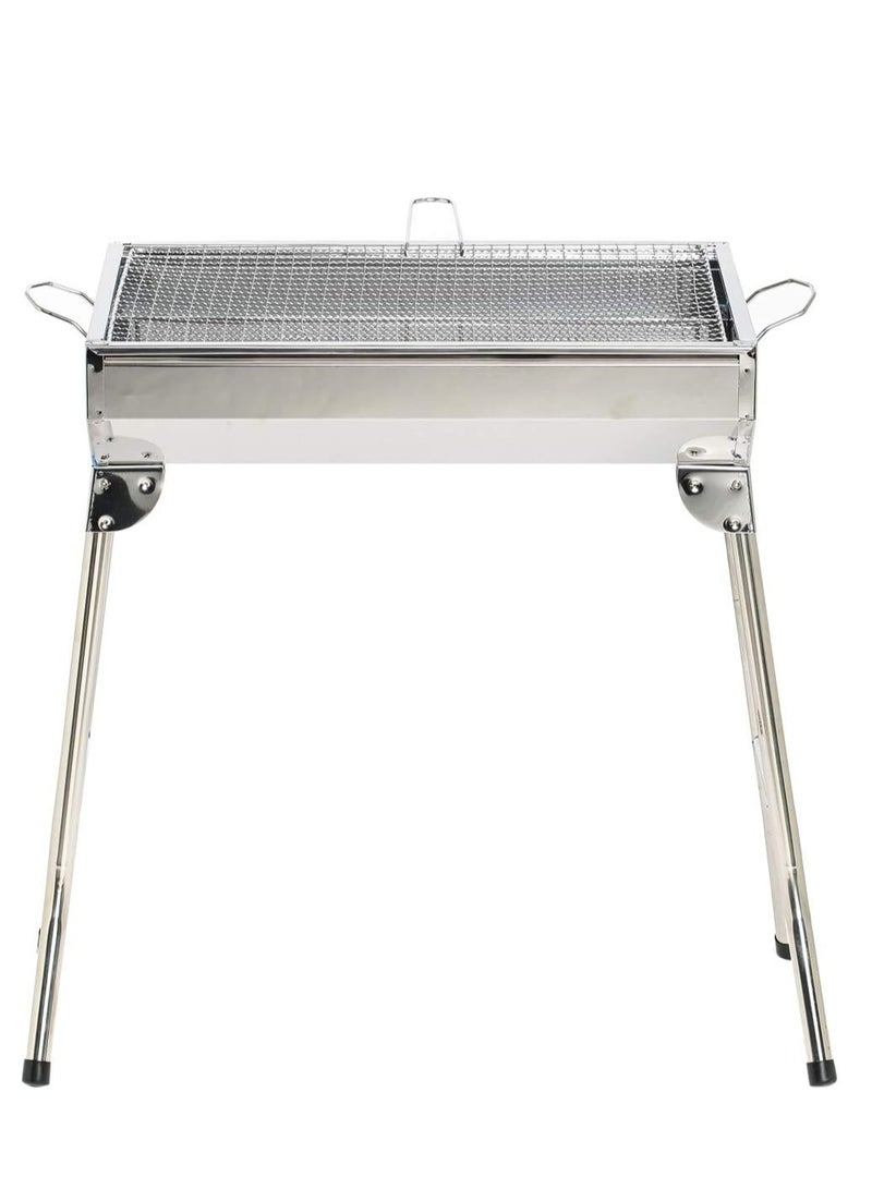 RollsTimi  Outdoor and Indoor Foldable Barbecue Grill with Legs Silver - Image 2
