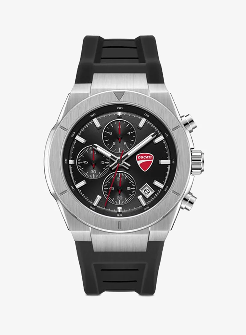 دوكاتي Frontier Black Dial, Silicone Strap, Chronograph Watch for Men, 43mm