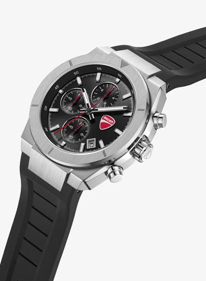 دوكاتي Frontier Black Dial, Silicone Strap, Chronograph Watch for Men, 43mm