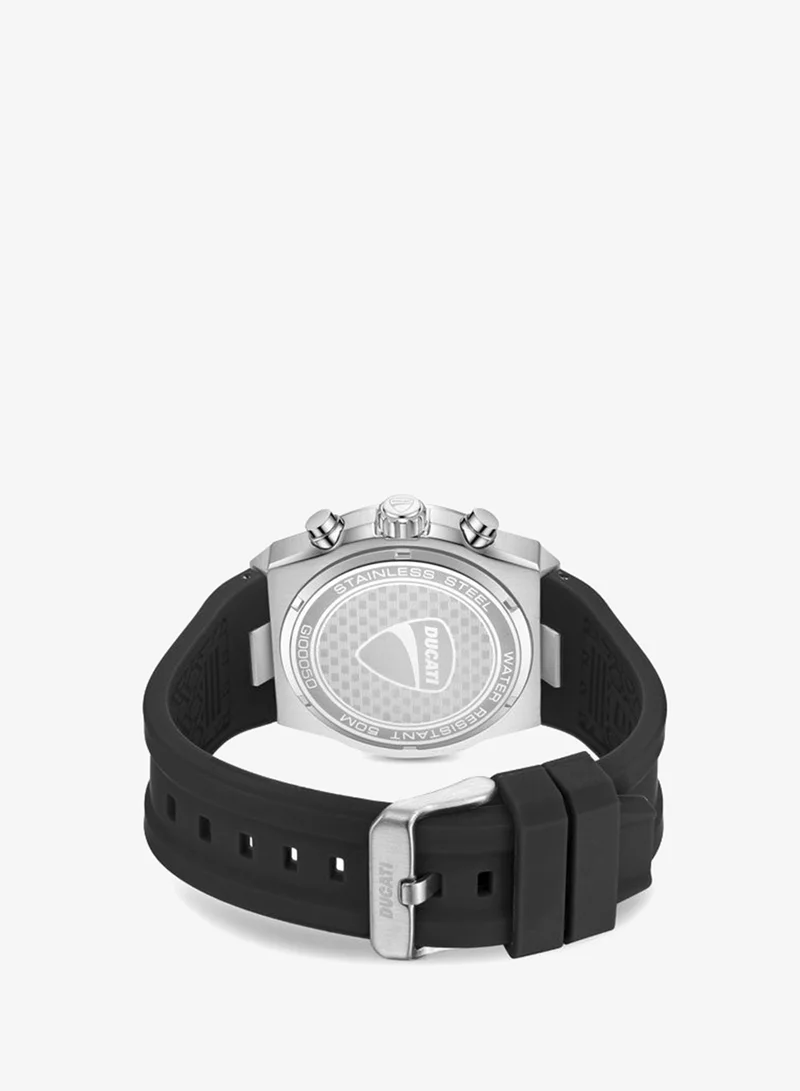 Ducati Black - Silver Case Frontier Black Dial, Silicone Strap, Chronograph Watch for Men, 43mm for Men | Best Price UAE