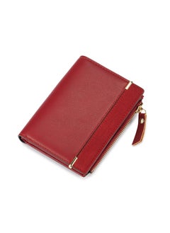 Sleek PU Leather Bi-Fold Wallet Red
