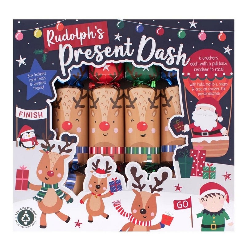 RSW 6 هدايا رودولف داش 12 بوصة من كراكرز عيد الميلاد - هدايا حفلات العطلات، متعة احتفالية، وأنشطة موسمية للأطفال والعائلة، أساسيات احتفال عيد الميلاد - Image 1