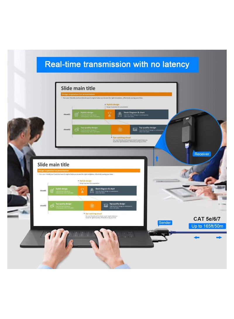 SYOSI HDMI Extender 165ft Audio Video 1080P Over Cat5 Cat6 Ethernet Cable Transmit Lossless Signal HDMI Long Distance Extension Adapter, 2 PCS - Image 2