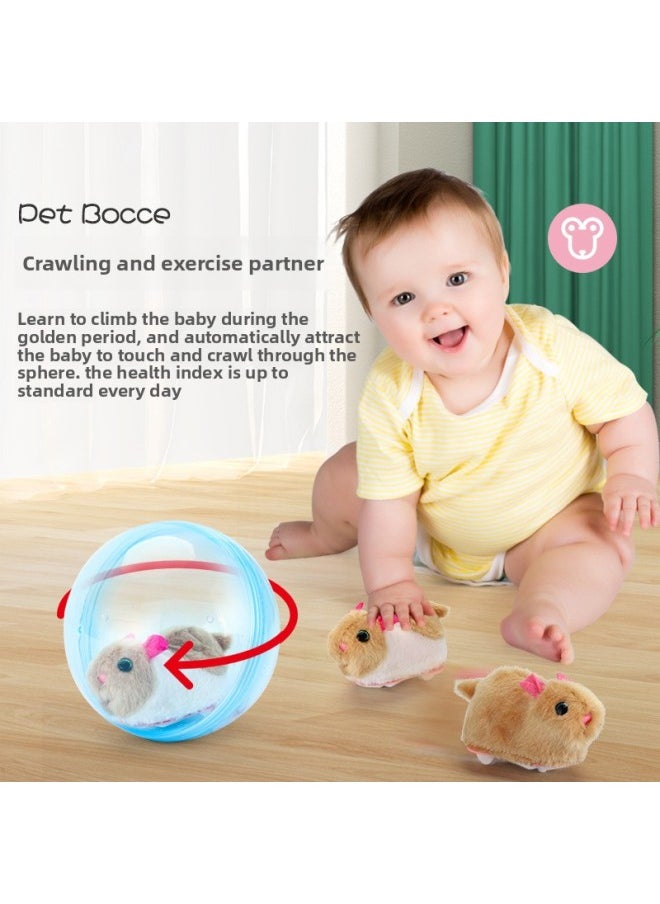 Generic - Douyin's Same Cute Pet Spinning Ball Electric Hamster White Rabbit Running Ball Funny Cat Walking Artifact Toy Stall-Color:Little Brown Mouse + Blue Transparent Ball (packed In Color Box) - Image 1