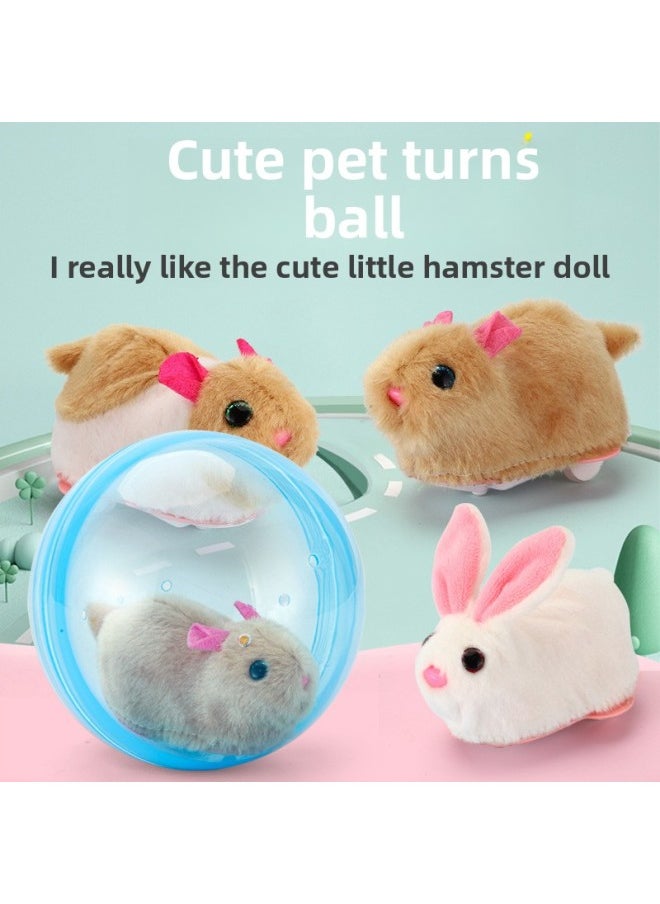 Generic - Douyin's Same Cute Pet Spinning Ball Electric Hamster White Rabbit Running Ball Funny Cat Walking Artifact Toy Stall-Color:Little Brown Mouse + Blue Transparent Ball (packed In Color Box) - Image 1