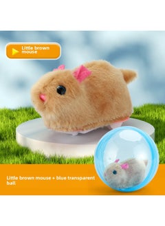 Douyin's Same Cute Pet Spinning Ball Electric Hamster White Rabbit Running Ball Funny Cat Walking Artifact Toy Stall-Color:Little Brown Mouse + Blue Transparent Ball (packed In Color Box)