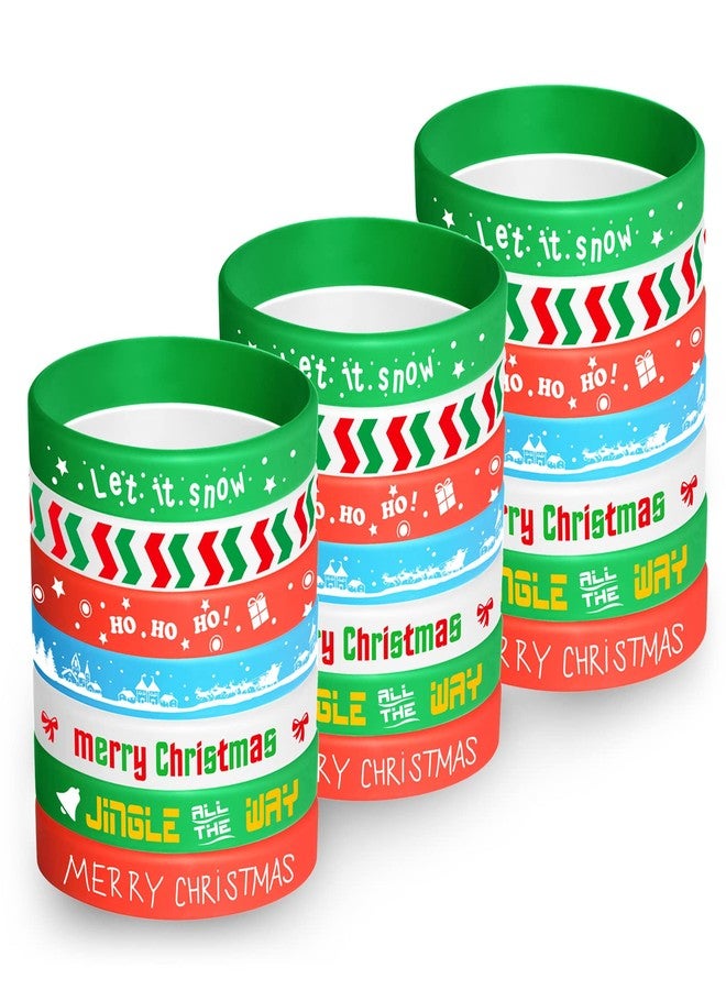 FEPITO 70 Pieces Christmas Wristband Silicone Wristbands Rubber Band Bracelets for Christmas Party Decoration Supplies - Image 1