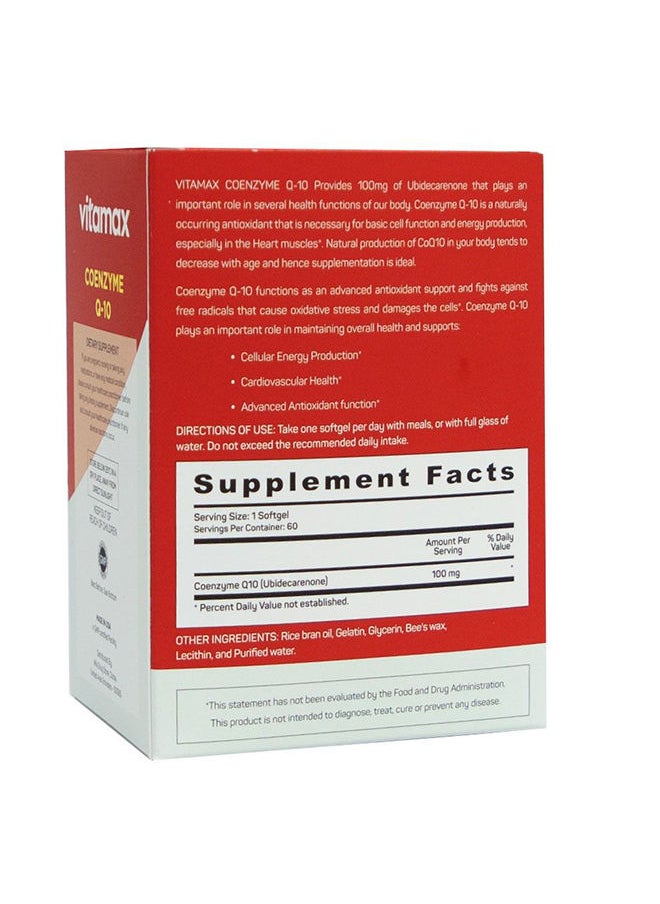 Vitamax Coenzyme Q10 100MG Softgel 60's  - Image 2