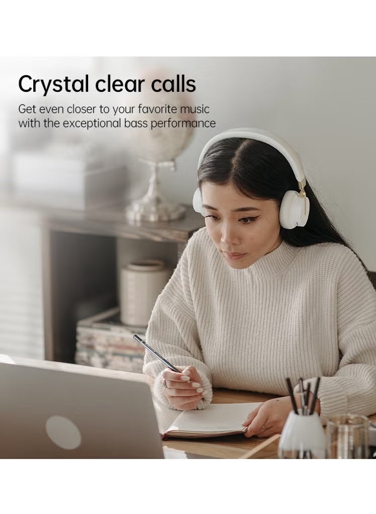 fingertime P3 Wireless Bluetooth 5.0 Headphones, HD Stereo Sound Over Ear Headphones with Built-In Microphones, Deep Bass, 60 Hours Playtime, Fast Charge Foldable Headphones for PC/Home (White) - Image 3