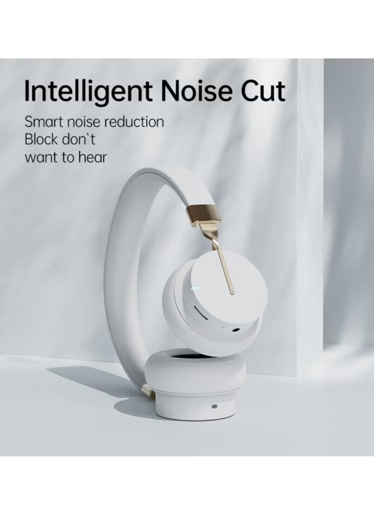 fingertime P3 Wireless Bluetooth 5.0 Headphones, HD Stereo Sound Over Ear Headphones with Built-In Microphones, Deep Bass, 60 Hours Playtime, Fast Charge Foldable Headphones for PC/Home (White) - Image 4