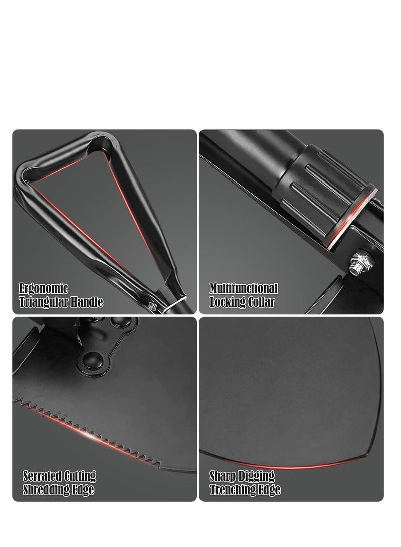 SYOSI Folding Shovel, Tactical Folding Trowel, Versatile Engineer Shovel, Folding Trenching Tool, Collapsible Outdoor Digging Implement, Portable Hoe, Includes Band Saw and Pick, for Home Outdoor Activitie - Image 5