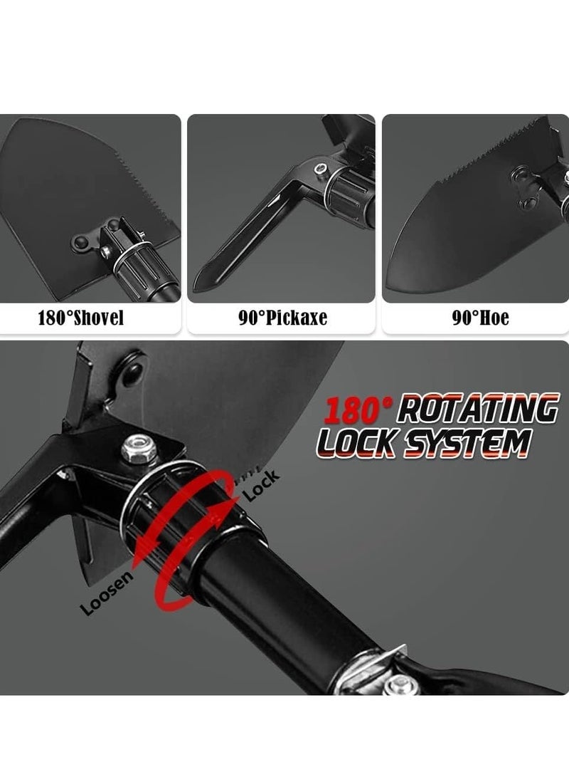 SYOSI Folding Shovel, Tactical Folding Trowel, Versatile Engineer Shovel, Folding Trenching Tool, Collapsible Outdoor Digging Implement, Portable Hoe, Includes Band Saw and Pick, for Home Outdoor Activitie - Image 4