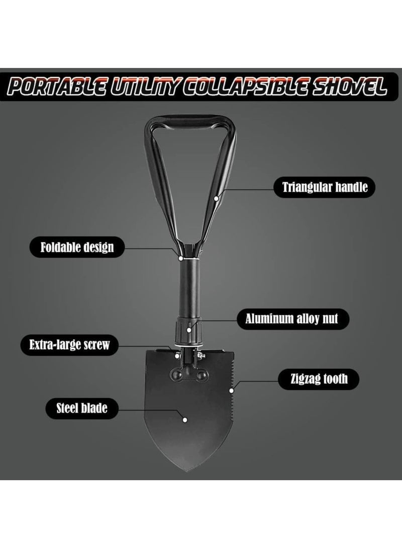 SYOSI Folding Shovel, Tactical Folding Trowel, Versatile Engineer Shovel, Folding Trenching Tool, Collapsible Outdoor Digging Implement, Portable Hoe, Includes Band Saw and Pick, for Home Outdoor Activitie - Image 2