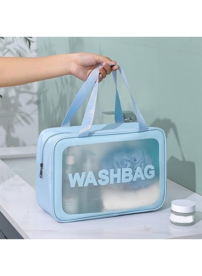 Estervig Cosmetic Pouch Set for Travel - 3-Piece Waterproof Makeup Bag Set, Clear Toiletry Organizer for Women and Girls, Portable Wash Bag for Cosmetics & Accessories (Blue) - Image 4