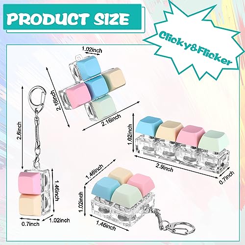 Oppaxf 4 Pcs Keyboard Fidget Keychain Decompression Toys Keyboard Fidget Clicker Finger Keyboard ToysFidget Keychain with LED Light Stress Relief KeyboardKeyboard Clicker for Gifts to Pass The Boring Time - Image 5