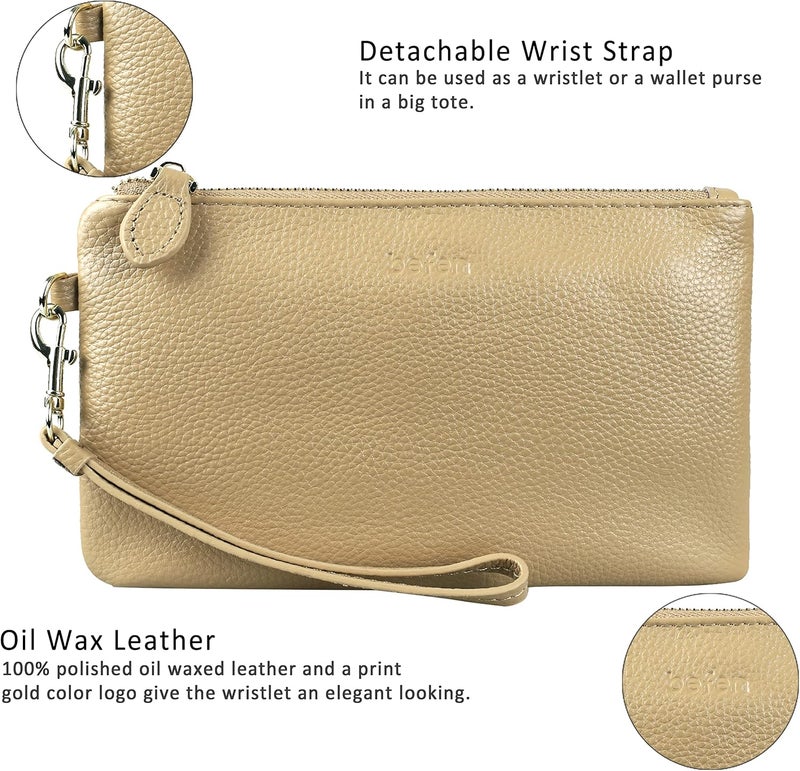 befen Genuine Leather Wristlet Clutch RFID Blocking Bag Cell Phone Wallet Purse Wristlet Wallet Purses and Handbags for Women - Image 4