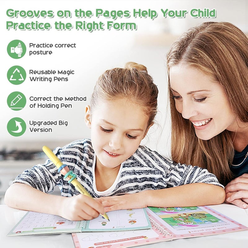 BIGTREE Magical Handwriting Workbooks Handwriting Practice Copybook, Handwriting Aid Magic Pen Reusable Copybook Grooves Template Design for Children Books Suitable for Children's Learning (6) - Image 4