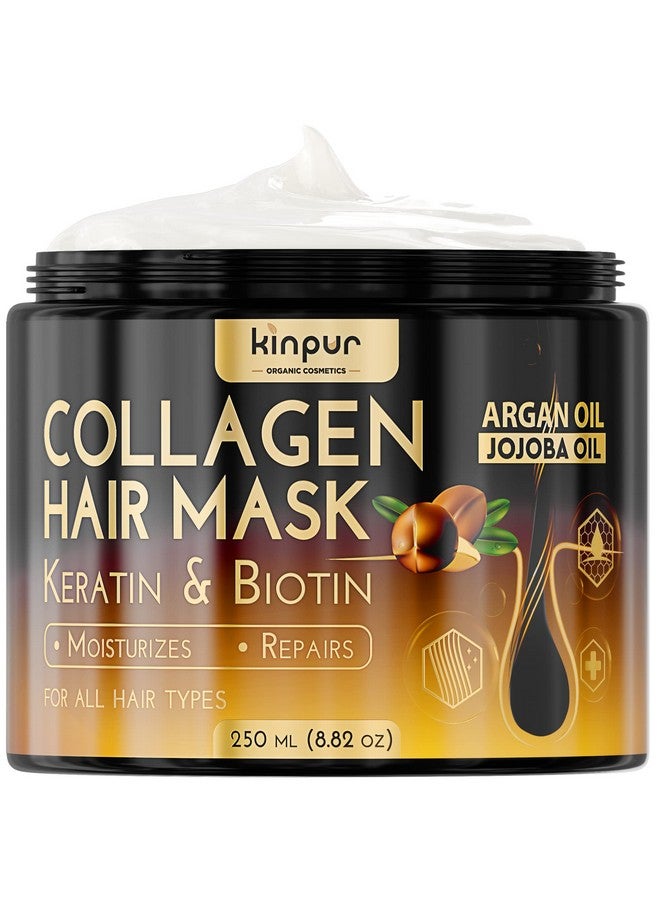 KINPUR ORGANIC COSMETICS Hair Mask For Dry Damaged Hair With Collagen Biotin Argan Oil Helps Repair Hair And Reduce Damage From Heat Sun Coloring Moisturizing Keratin Hair Mask For Split Ends Hair Loss And Breakage - Image 1