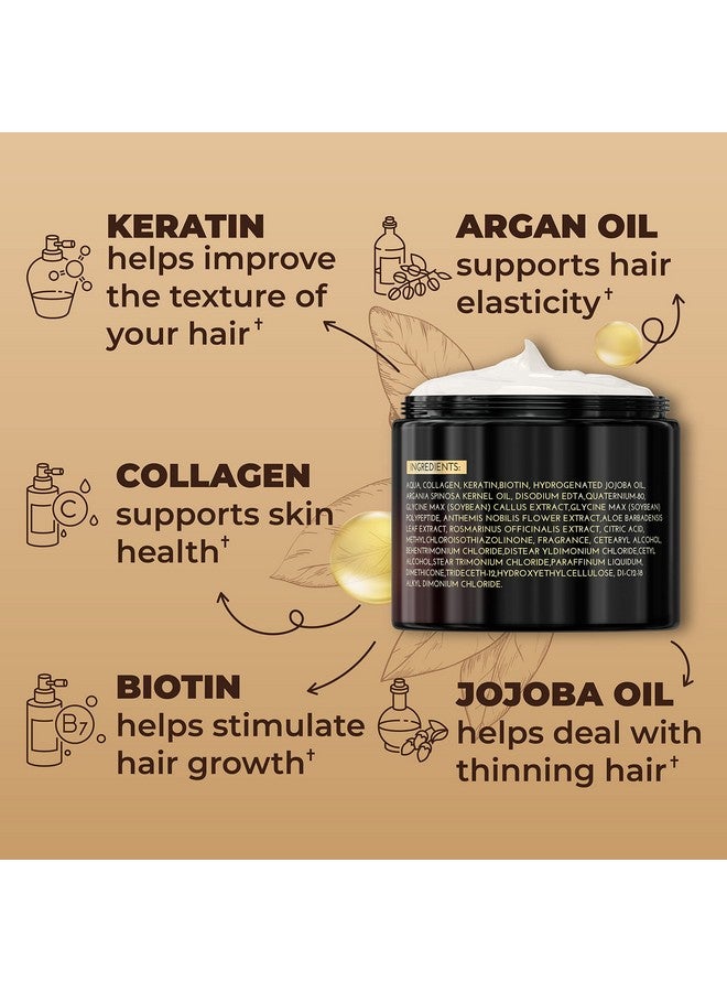 KINPUR ORGANIC COSMETICS Hair Mask For Dry Damaged Hair With Collagen Biotin Argan Oil Helps Repair Hair And Reduce Damage From Heat Sun Coloring Moisturizing Keratin Hair Mask For Split Ends Hair Loss And Breakage - Image 5
