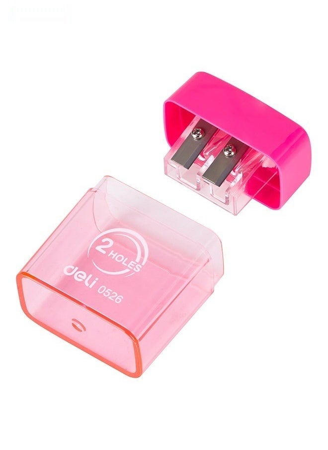 Deli Push Pull Double Hole Pencil Sharpener Single Hole Double Hole Multifunctional Pencil Sharpener School Office Stationery  - Image 2