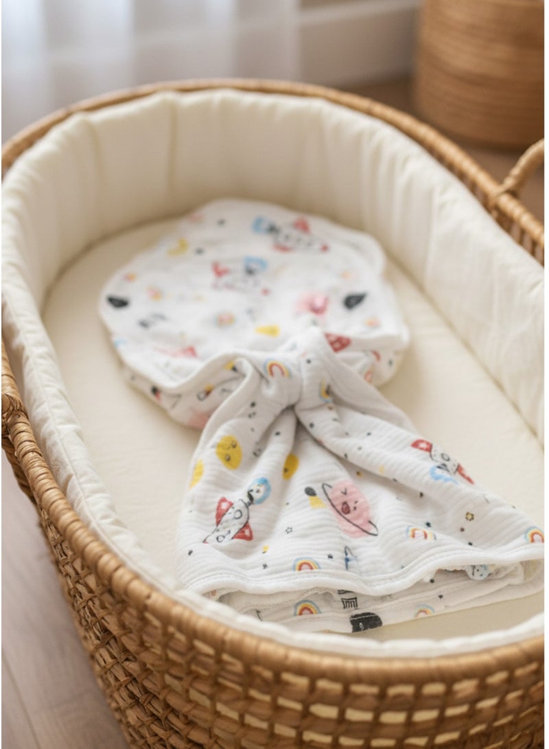 Baby Swaddle Blanket Cute Baby Blanket Soft Infant Blanket for Newborns Adjustable Sleeping Bag Super Swaddling Blanket Newborn Swaddle Towel Anti Kick Quilt for Delivery Room with Hat Cosmic Rocket Swaddle and Hat Set Soft and Comfortable for Sleeping - Image 5