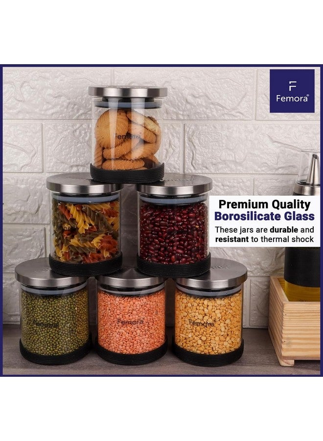 Femora Femora Borosilicate Glass Jar With Silicon Bottom & Airtight Steel Lid| Glass Jars For Kitchen| Kitchen Storage Jar|1 Year Warranty|Jars for Gifting, Snacks, Spice, Cookies, Dry Food|1300 ML|Set Of 4 - Image 5