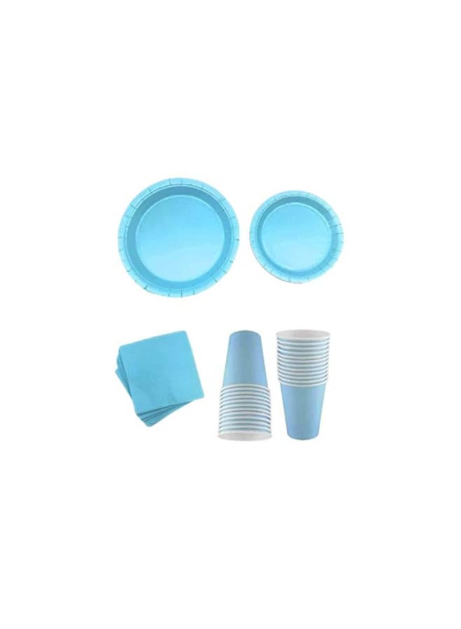 Party Time Time 54 Pieces Light Blue Party Supplies Party Tableware Paper Plates Napkins Cups for Weddings, Anniversary, Birthday for 12 Guests - Image 2