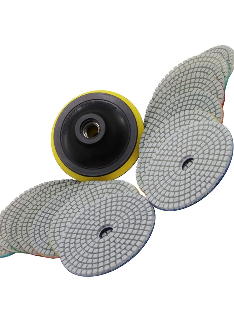 STADEA Stadea Diamond Polishing Pads Wet Dry 15 Pcs Set 4 Inch for Granite Quartz Stone Concrete Marble Countertop Polishing Polisher Grinder 14 Pads Discs Plus 1 Hook  Loop Backing Pad Holder 