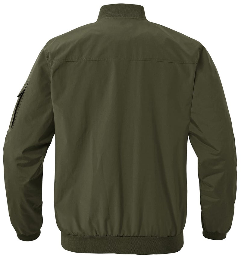 Gopune Men's Lightweight Bomber Jacket Outdoor Baseball Windbreaker Fashion Jacket Army Green,S - Image 3