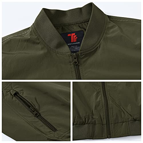Gopune Men's Lightweight Bomber Jacket Outdoor Baseball Windbreaker Fashion Jacket Army Green,S - Image 5