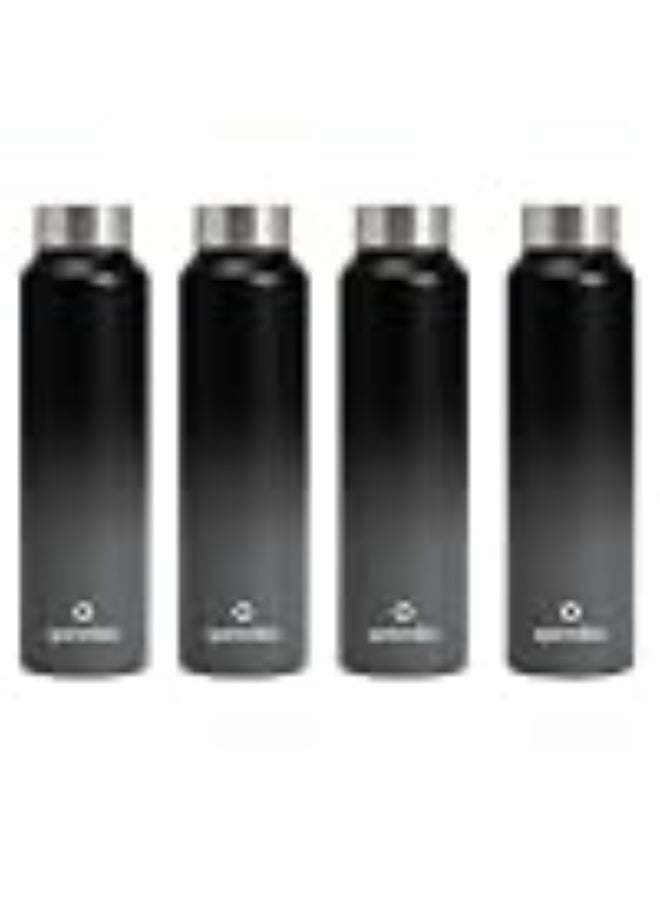 Speedex Stainless Steel Water Bottle 1 Ltr, Leak Proof Screw Cap, BIS Approved 1000 ml Metal Bottle For Daily, Office, School, Gym, Travel Use for Men, Women, Kids, Adults, Black Grey, Set of 4 - Image 1