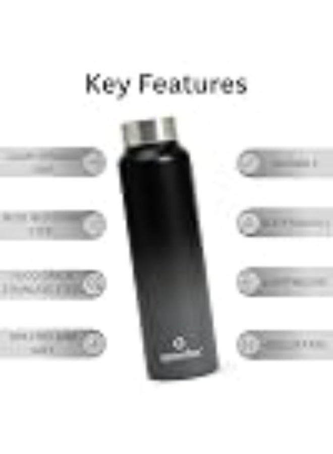 Speedex Stainless Steel Water Bottle 1 Ltr, Leak Proof Screw Cap, BIS Approved 1000 ml Metal Bottle For Daily, Office, School, Gym, Travel Use for Men, Women, Kids, Adults, Black Grey, Set of 4 - Image 2
