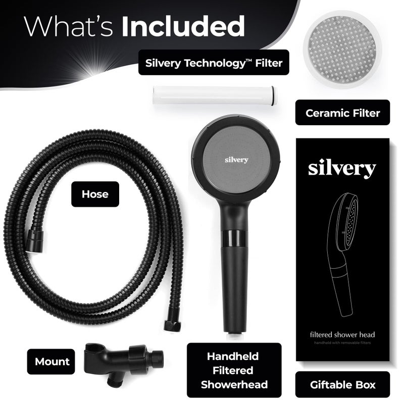 Silvery High Pressure Filtered Shower Head - Dermatologist-Approved Clean Water with Silvery Technologyâ„¢ Filter - Showerhead Removes Impurities for Healthier Skin, Hair, Scalp (Handheld Showerhead) - Image 5
