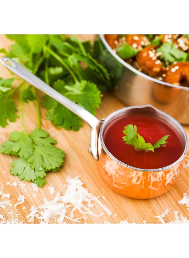 Restaurantware 2 Ounce Small Saucepan, 1 Durable Mini Saucepan - Built-In Pour Spout, Dishwashable, Copper Stainless Steel Tiny Saucepan, For Sauces, Dips, Or Mini Dishes  - Image 3