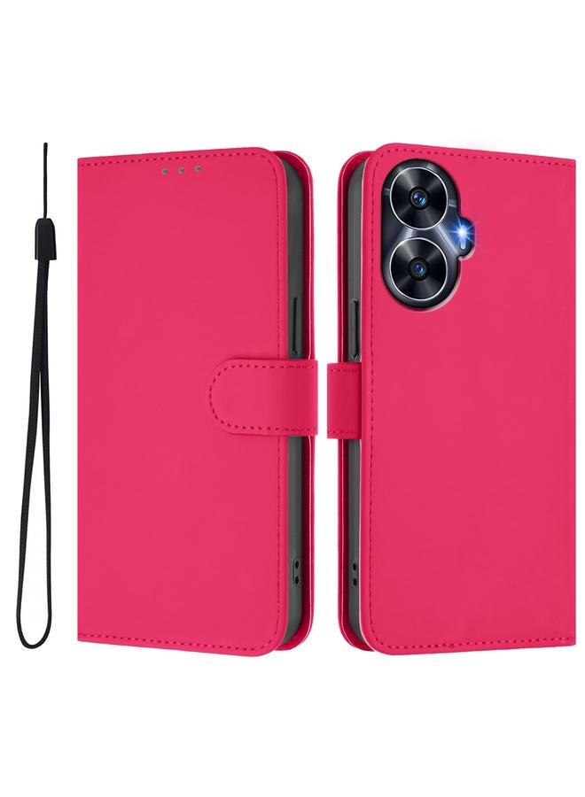 اس-توب جراب لهاتف Realme C55 4G Global Skin Feel جراب هاتف من الجلد بلون سادة مع حبل - Image 2