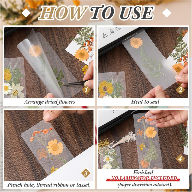 Fuyoooo 376 Pcs DIY Bookmark Making Kit, 150 Bookmark Laminating Pouches Bulk with 150 Tassels and Puncher DIY Projects Party Favor Gift for Reading Women Book Lovers(2 x 6 Inch,Light Colors) - Image 4