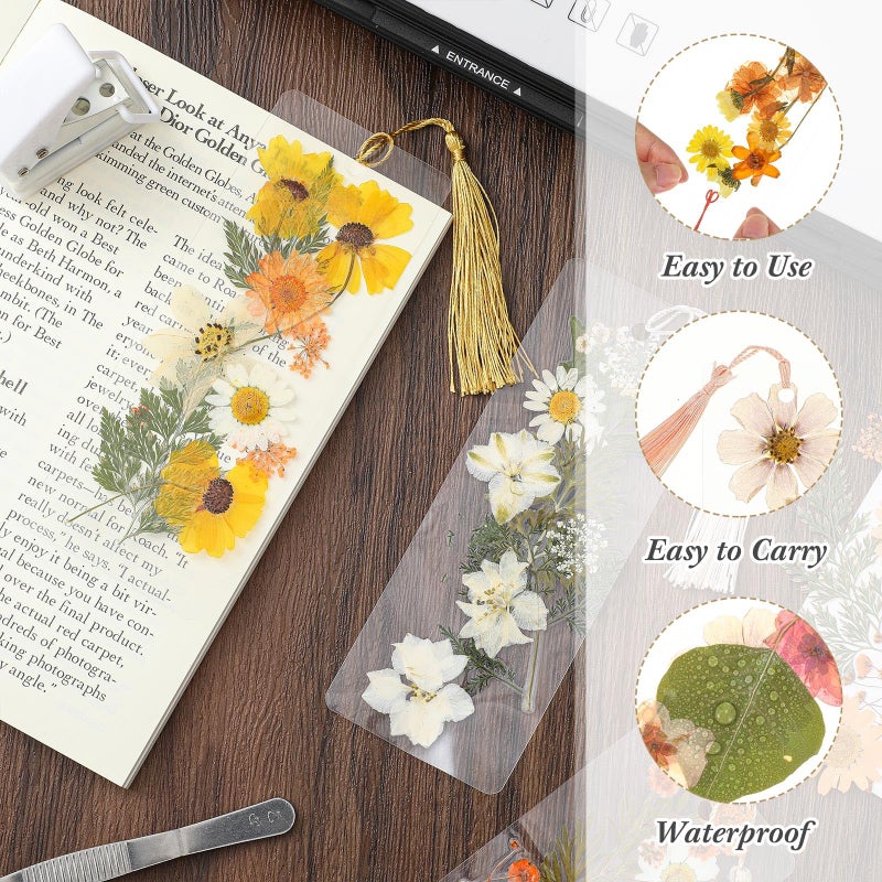 Fuyoooo 376 Pcs DIY Bookmark Making Kit, 150 Bookmark Laminating Pouches Bulk with 150 Tassels and Puncher DIY Projects Party Favor Gift for Reading Women Book Lovers(2 x 6 Inch,Light Colors) - Image 3